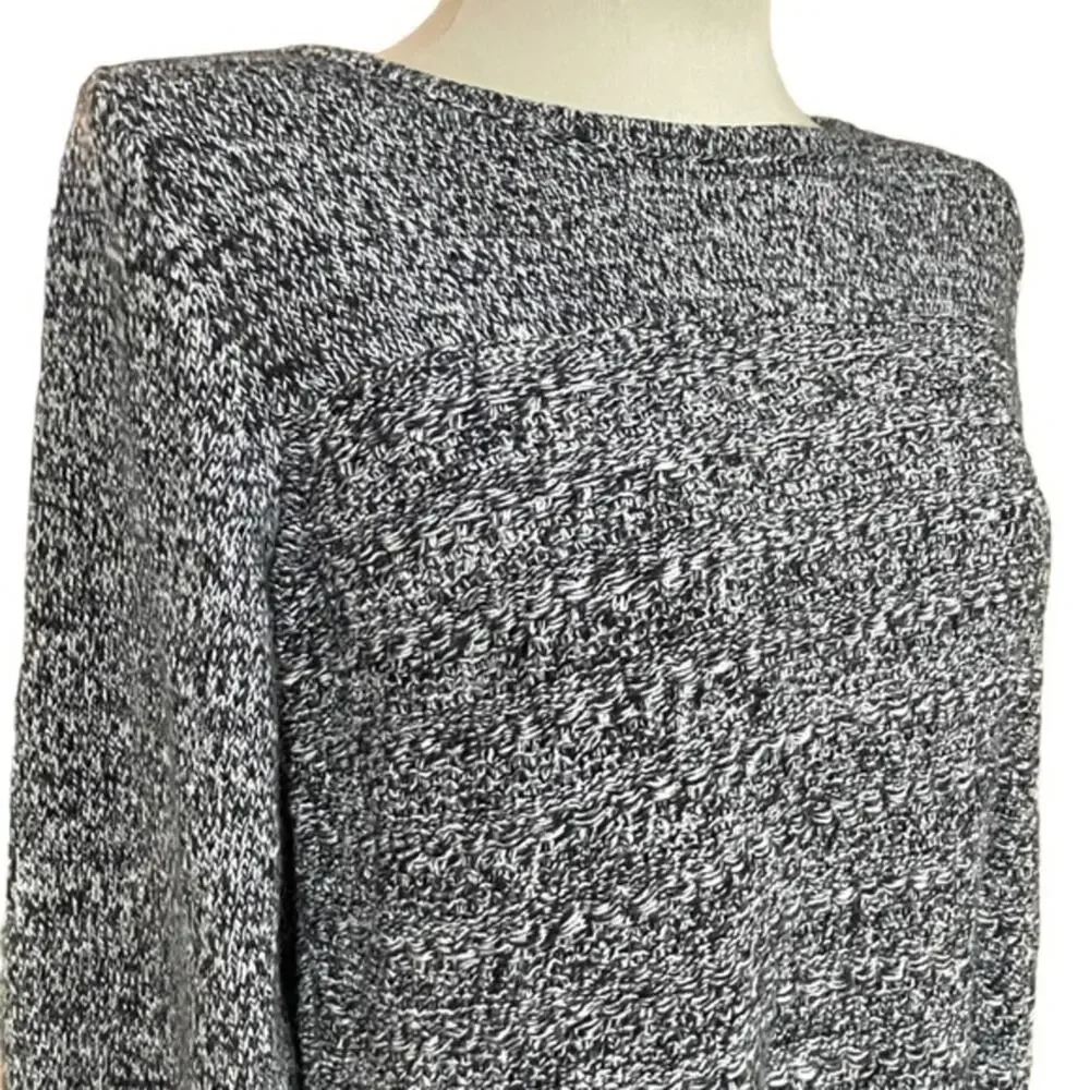 Croft & Barrow Long Sleeve Sweater Round Hem Crewneck‎ Black White XL